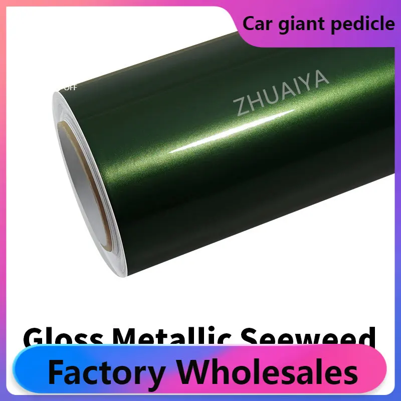 

ZHUAIYA Gloss Metallic Green Vinyl Wrap film wrapping film bright 152*18m roll quality Warranty covering film voiture