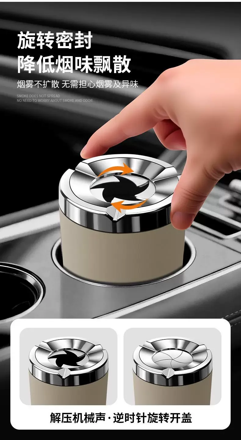 Universeller, hochwertiger, drehbarer Aschenbecher mit Getränkehalter, rauchfreier, dichtender Abdeckung und hitzebeständiger Keramikbeschichtung für den Innenraum des Autos. – Detail 6