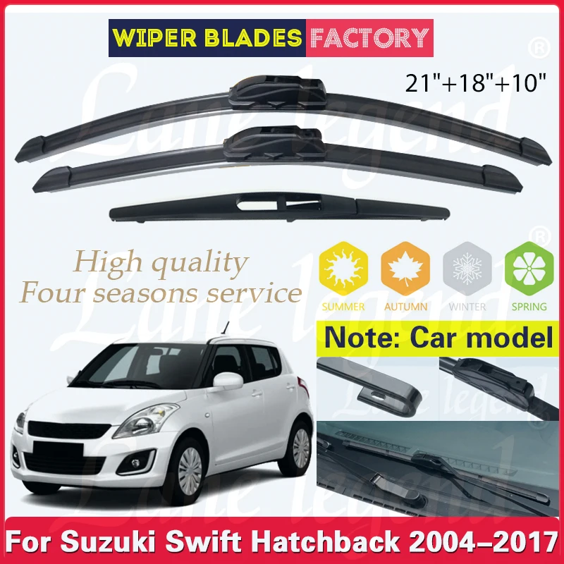 For Suzuki Swift Hatchback 2004 - 2017 Wiper Front Rear Wiper Blades Soft Rubber Windscreen Windshield 21