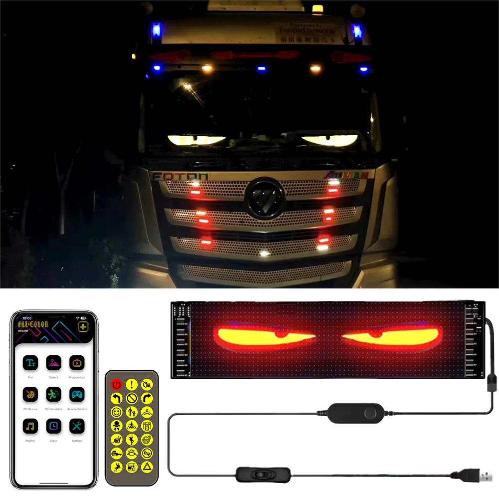 Devil's Eye LED Matrix Pixel Panel Light Advertising LED Sign Bluetooth App Control DIY Car Rear Window Display Flexible Screen