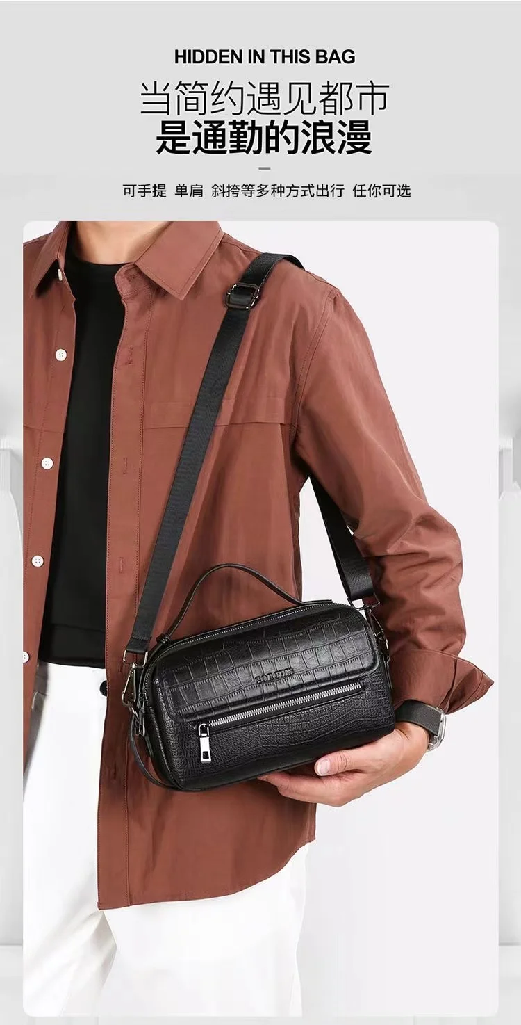 2026 new Men's Multi-Pocket Large Capacity leather Clutch Bag Versatile Shoulder bags Portable Commuter Wallet sacoches homme