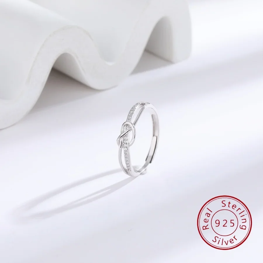 

Sterling Silver Möbius Ring for Women Minimalist Design with Starry Sky Accents Luxurious Adjustable Silver Jewelry