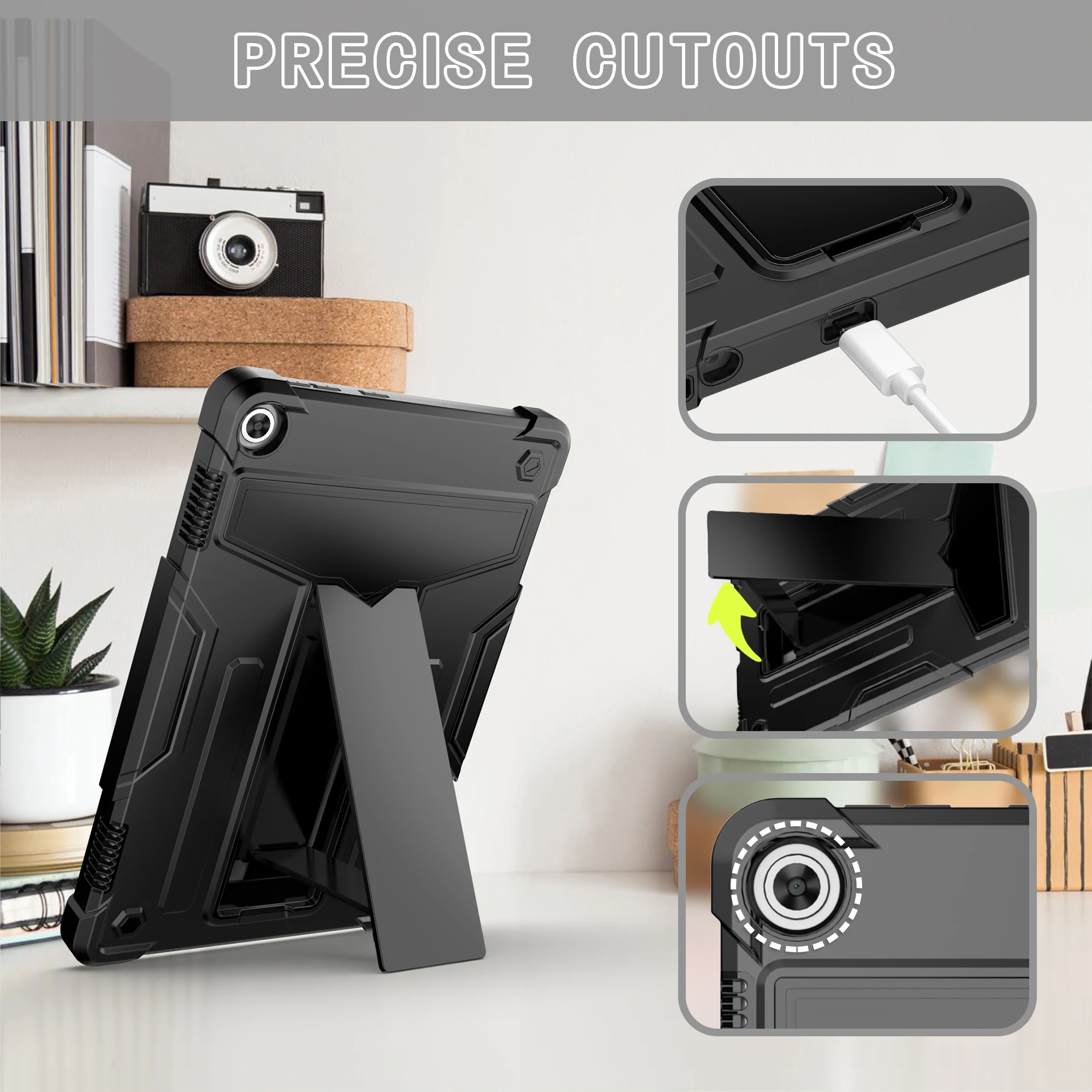 Kickstand Rugged Case For Lenovo Tab M10 Gen3 (3rd Gen) 2022 10.1 inch TB-328FU TB-328XU PC-Silicone Heavy Duty Cover Shockproof 3