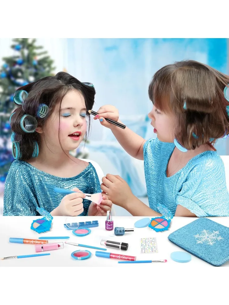 Make-up-Set für Mädchen und Kinder, waschbares echtes Make-up-Set, Kinderspielzeug-Make-up-Starter-Set, Kosmetik-Schönheitsset, Frozen Make-up-Set