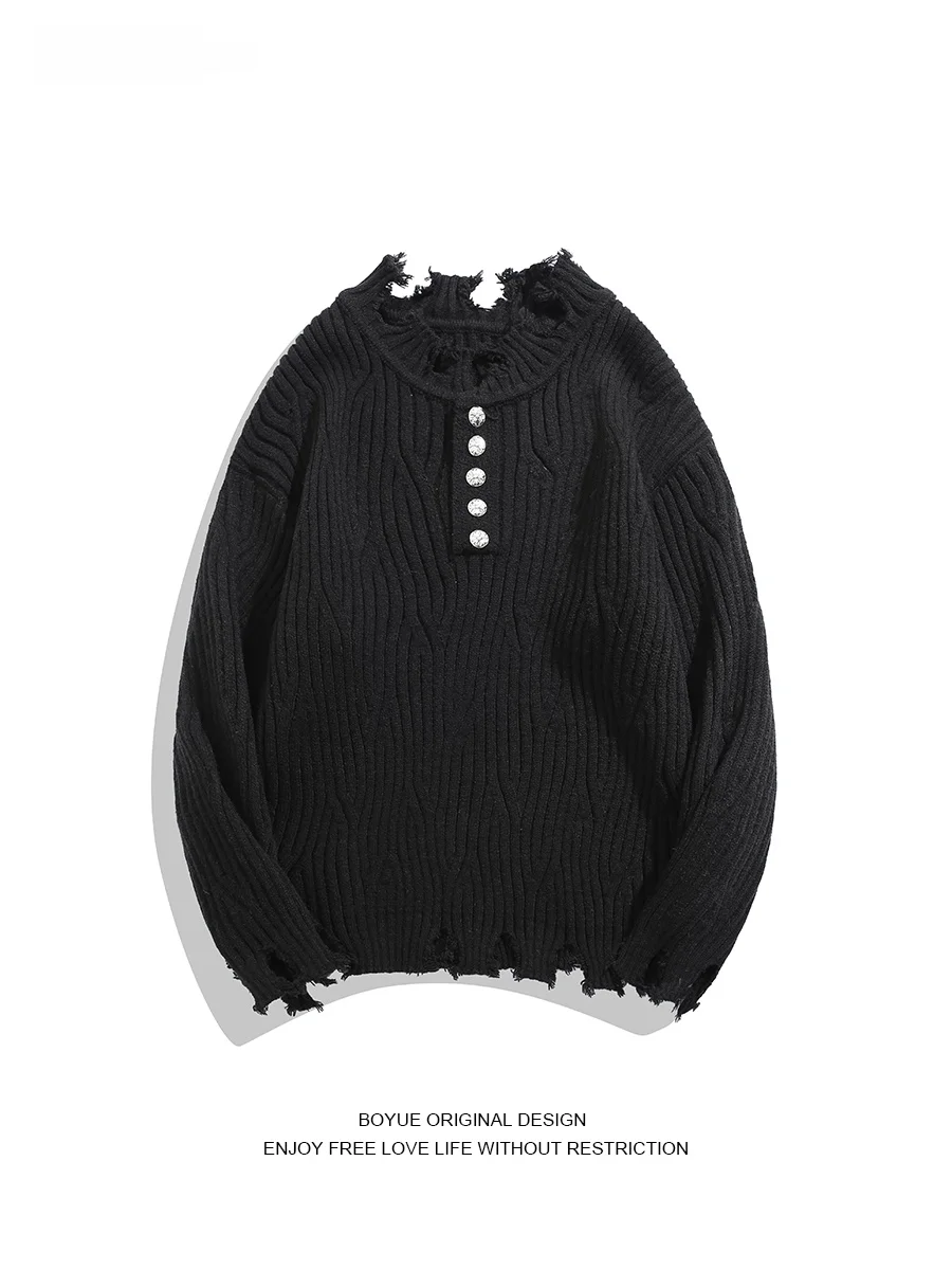 

Мужской вязаный свитер Boyue в американском рустикальном стиле с воротником-стойкой, повседневный, для уличного стиля, зимний...