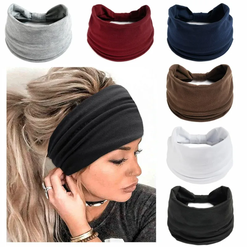 Women Wide Headband Turban Solid Color Elastic Hair Band Yoga Hairband Fashion Makeup Hair Hoop Vintag Headwrap Hair Accessories