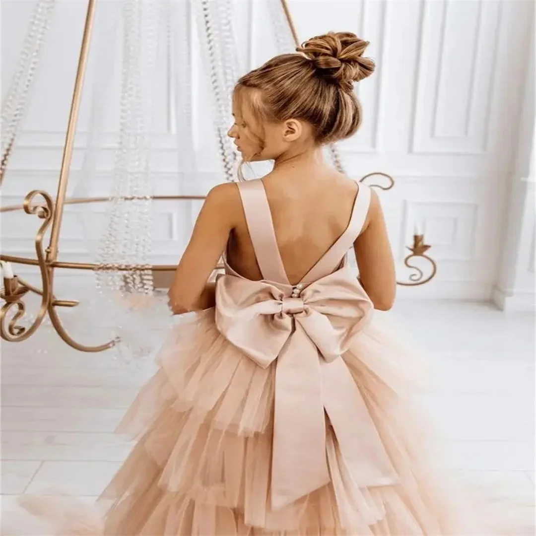 Cswdocy Wedding Ruffles Princess Pageant Birthday Party Dress Flower Girl Dresses Appliques First Communion Gowns Customized2027