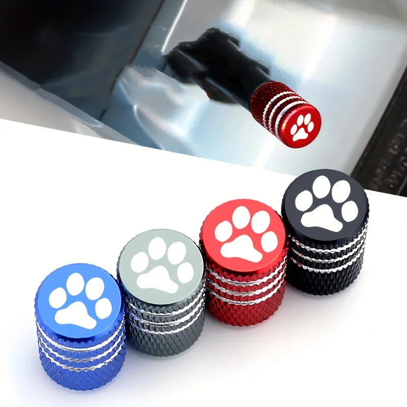 x4 Dog paw printed corrosion-resistant valve cap Fancy roller Twisting method Leak proof tire sealing cover exterior accessories