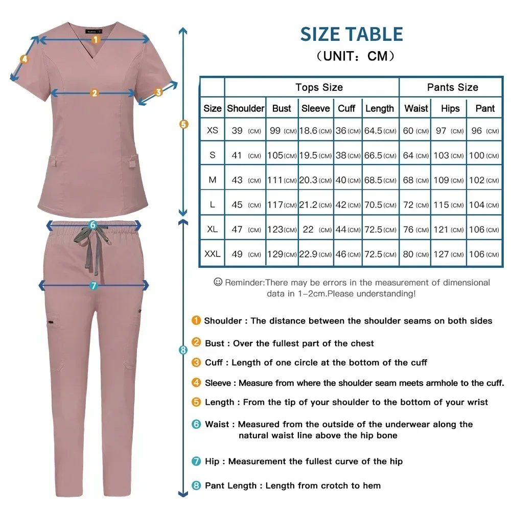 High Quality Nurse Uniforms Scrubs Set Pocket Tops+Straight Trousers Medical Nursing Accessories Beauty Salon Work Suit Surgical