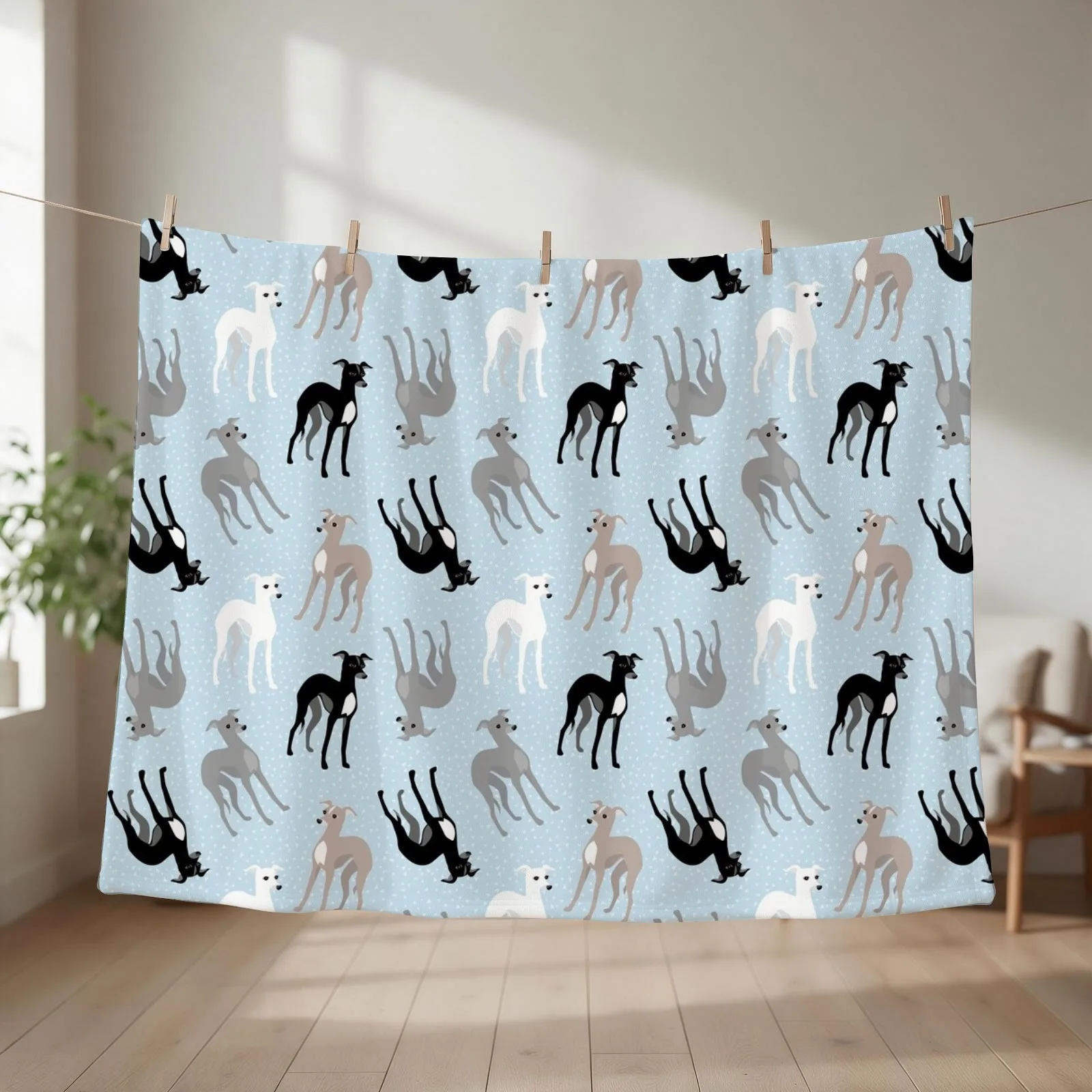 Italian Greyhounds or Whippets Retro Pattern Throw Blanket Decoratives Softest blankets ands funny gift Blankets
