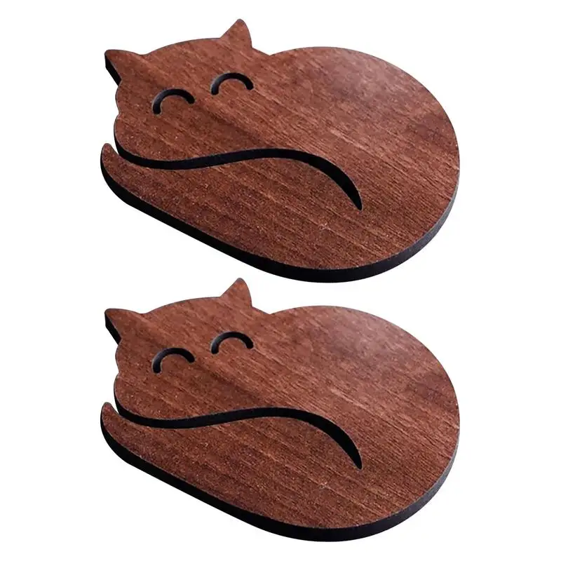 Wood Coasters Cat Shaped Coasters Set Rustic Coasters Heat Insulation Trivet Centerpiece For Coffee Table Drinking supplies