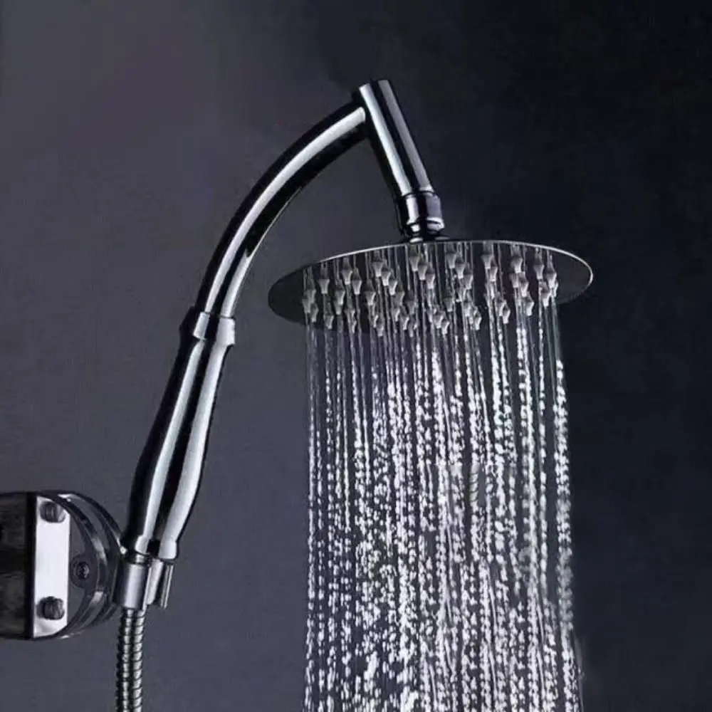 High Pressure Rainfall Shower Head Large Stainless Steel Shower Head Extender Square Curved Shower Extension Outer diameter 20mm