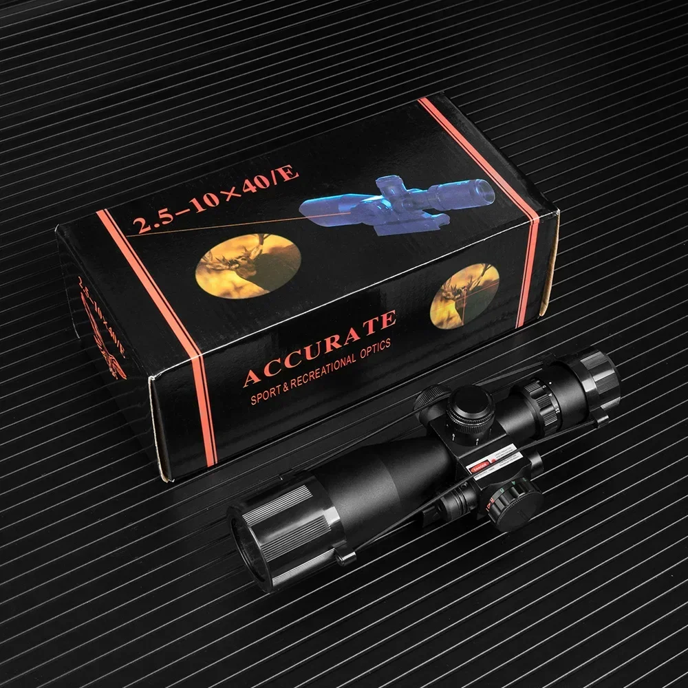 Binoculares tácticos de alta calidad 2.5-10X40 con doble dioptría, iluminación táctica y mira láser cruzada para caza (Mil Dot)