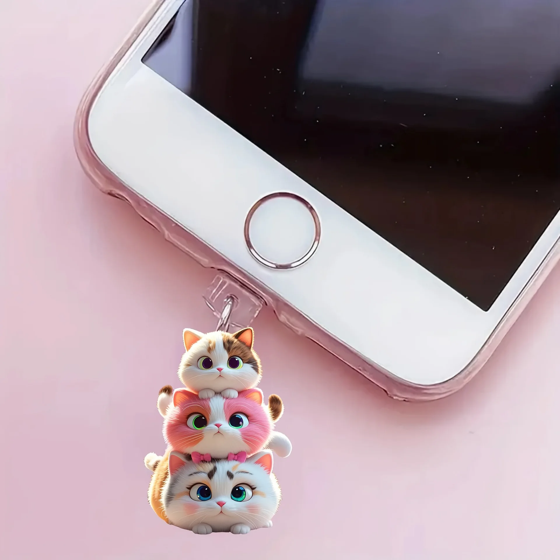 Acrylic Phone Dust Plug Colorful Cute Cartoon Dust Plug Cat Phone Dust Plug High-Quality For Everyday Use Samsung Mobile Device