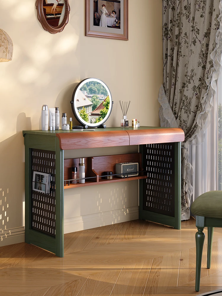 

Customizable wood dresser desk integrated