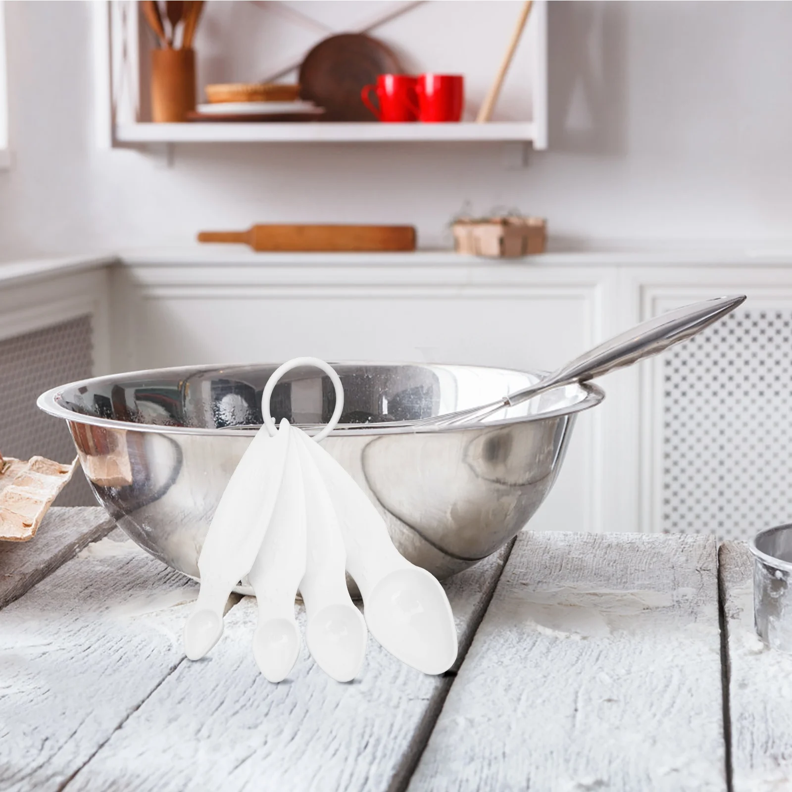 

4pcs Braille Measuring Spoons Set Raised Print Nesting Design For Blind People Baking Cooking Kitchen Tool Reusable Plastic