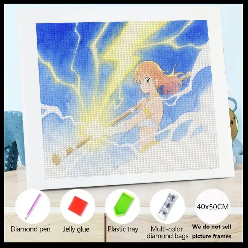 

1PC 5D Full Drill DIY Diamond Painting Kit, Anime Fantasy Girl Lightning Art Big Gem Painting Set, Crystal Diamond Art for Adult