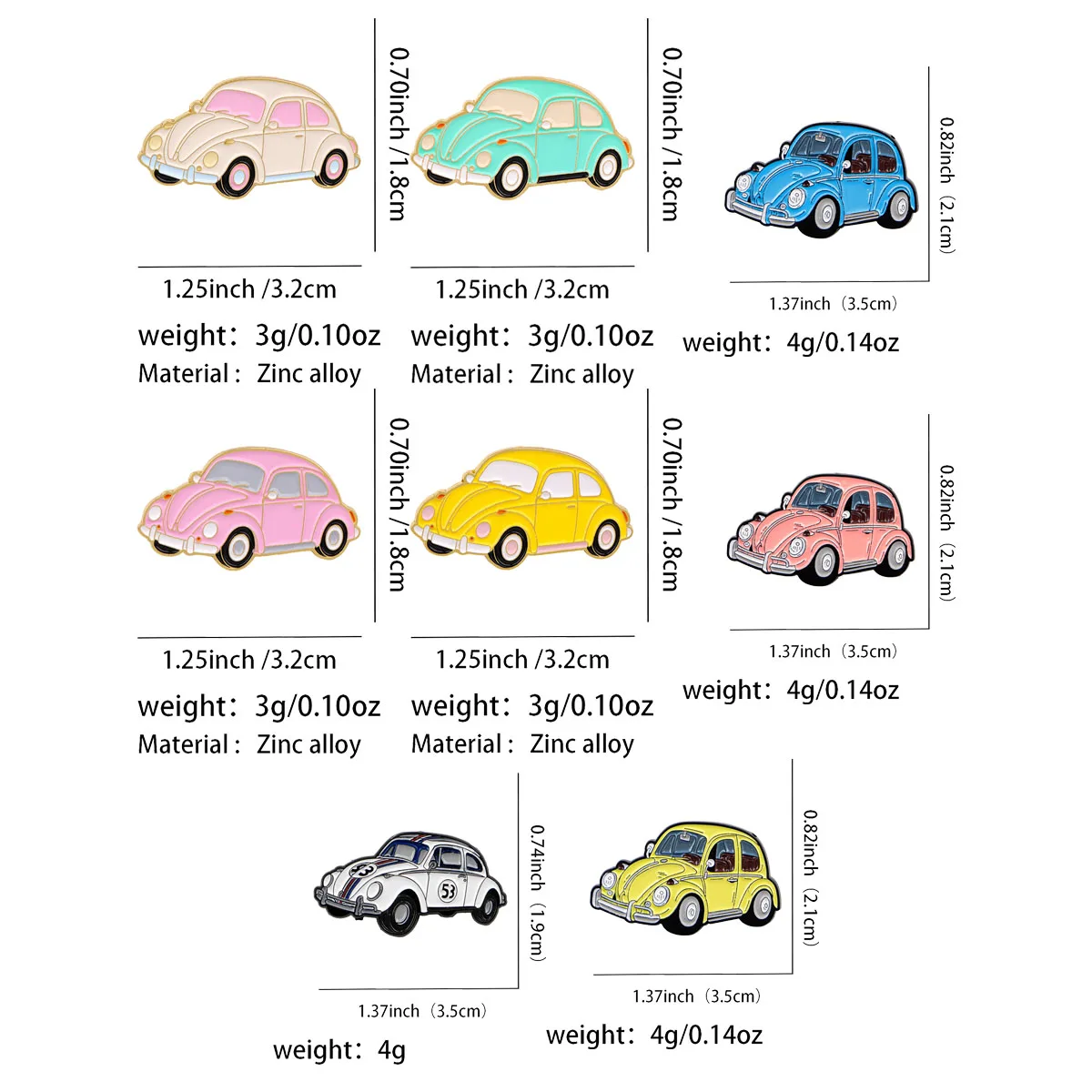 8pcs/set Vintage Car Series Enamel Pin Lapel Pins Cartoon Badges on Backpack Brooch for Clothes Jewelry Gifts for Friends