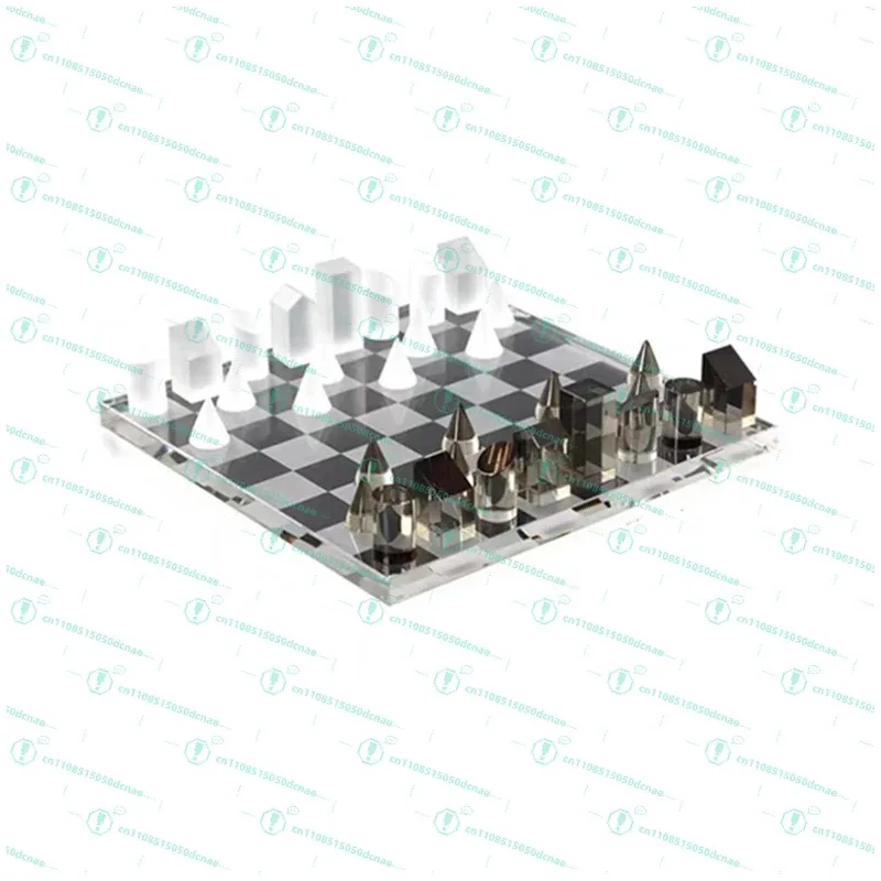 Nordic simple crystal glass chess board chess pieces ornament modern model room living room home soft decoration view 3