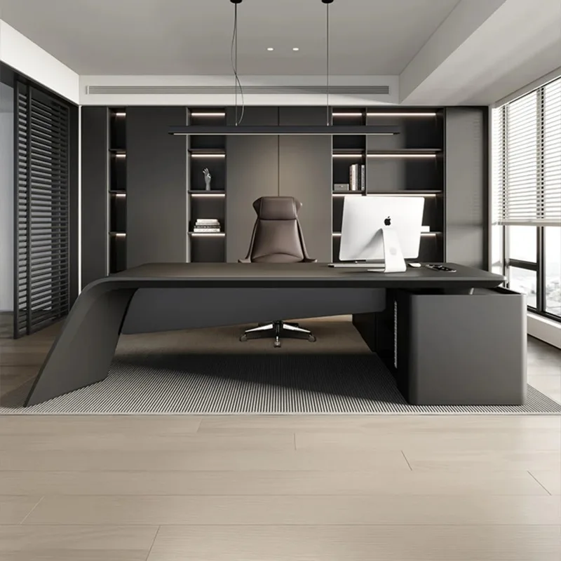 High-end Modern Executive Desk Luxury Office Furniture L-Shaped Boss Table CEO Desk with Integrated Side Cabinet l shaped desk