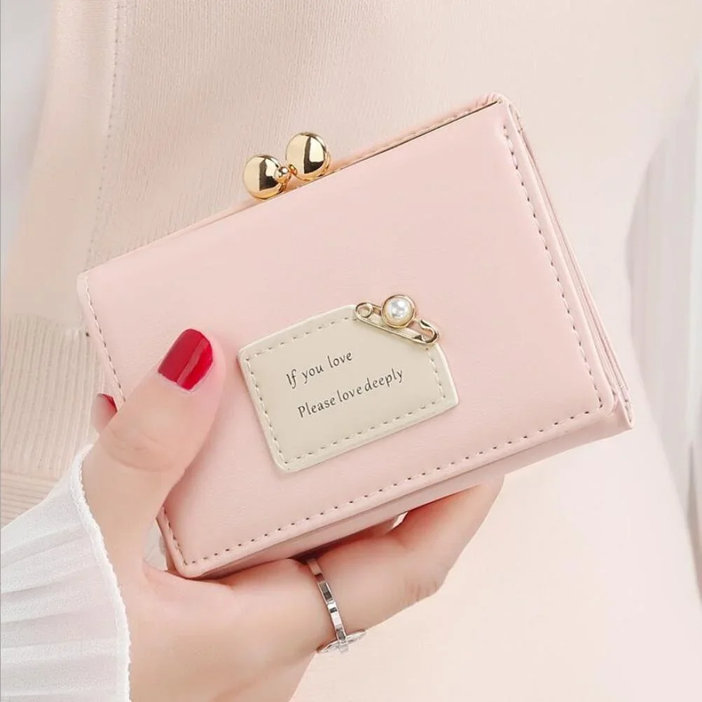 Women Wallets Female Short Design Fashion Three Fold Purse Simple Cute Student Clutch Card Holder Coin Purse