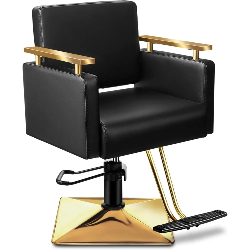 

Black and Gold Salon Chair, Comfortable Hair Chair for Hair Stylist, Premium Salon Chair for Hair Stylist with 360°Swivel