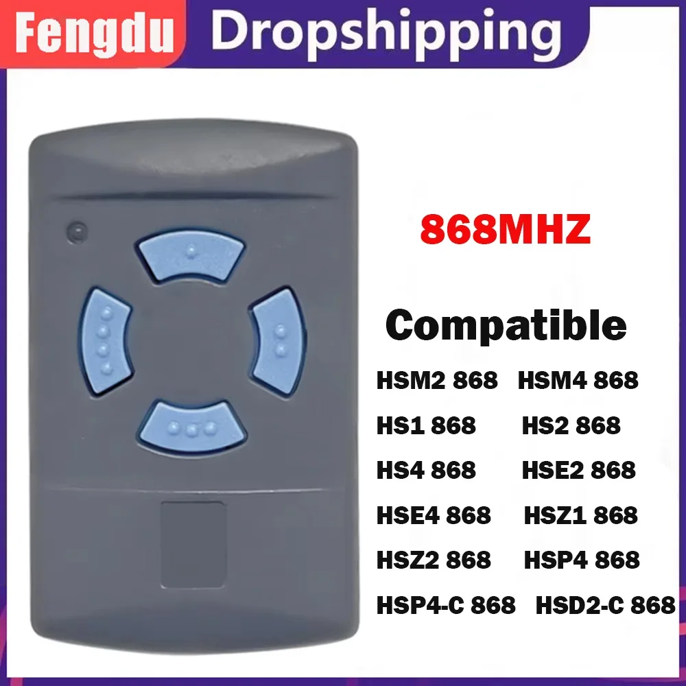 Controle remoto 868 MHz compatível com HSM2, HSM4 HSE2 HSE4 868 Abridor de comando remoto sem fio para porta de garagem