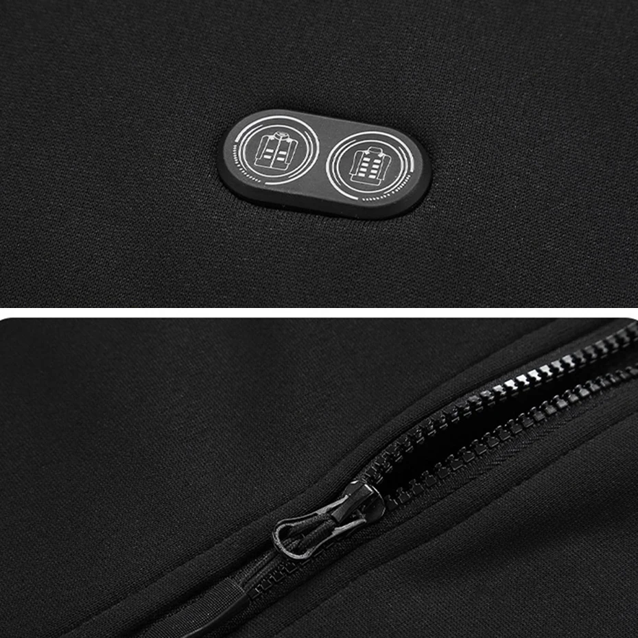 USB التدفئة هوديي سترة الرجال قلنسوة بسحاب الخريف الشتاء الدافئة 17 منطقة تسخين كهربائي هوديس الستر الذكور #5