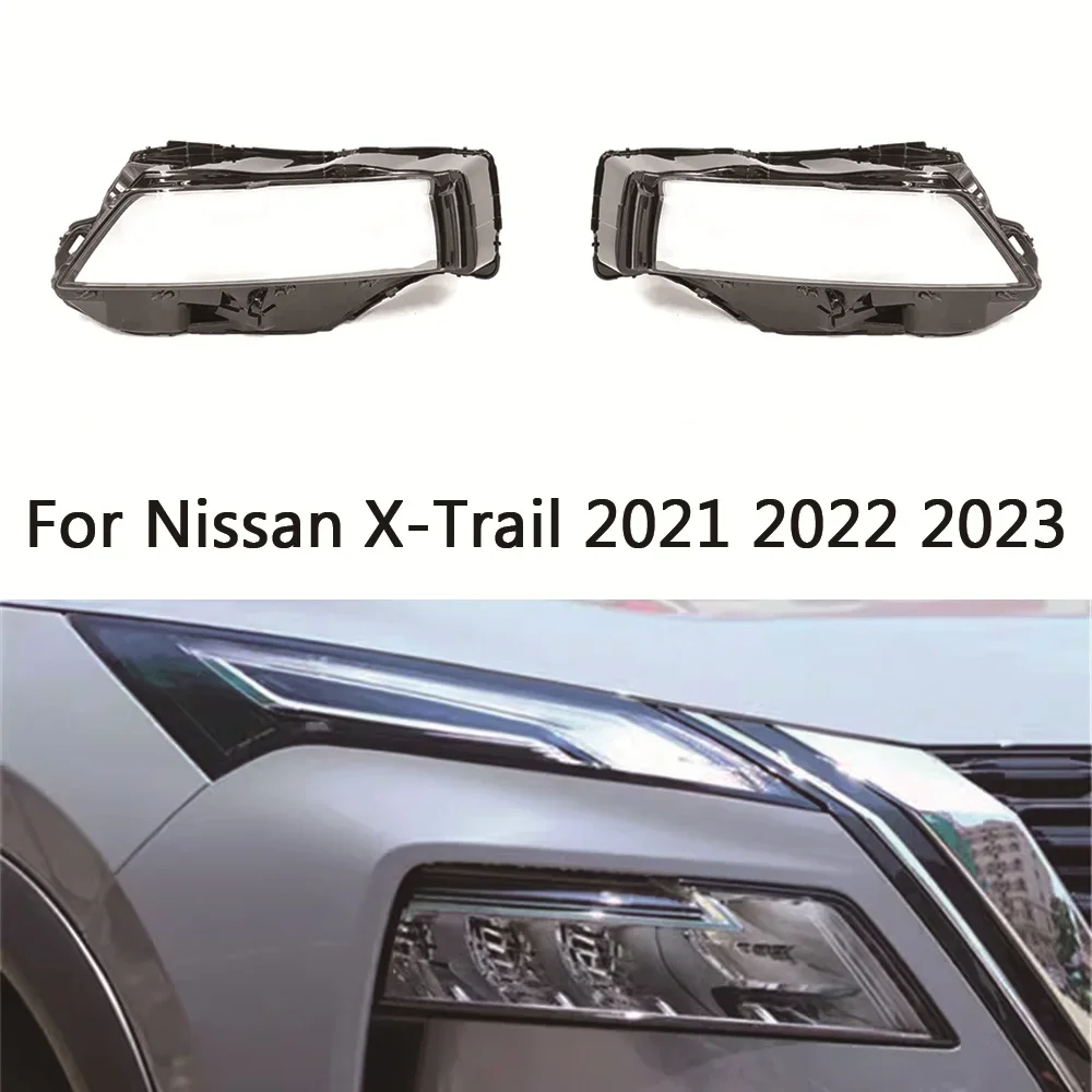 

HTTCY For Nissan X Trail 2021 2022 2023 front Car Headlight Cover Lens Shell Lampcover Lampshade Headlamp Light mask
