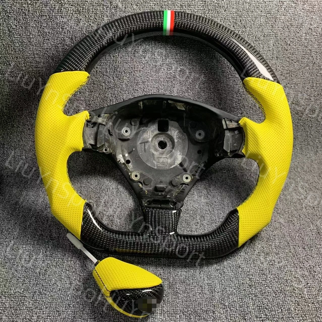 

Yellow Leather Carbon Fiber Steering Wheel for Maserati GT Geberit Levante W/ Shift Knob Gran Turismo Quattropotre 2007-2020