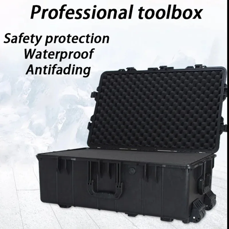 PP Tool Organizer Box Waterproof Hard Case Large Tool Case Wheels Rigid Plastic Suitcase Storage Military Tools Boxes Portable