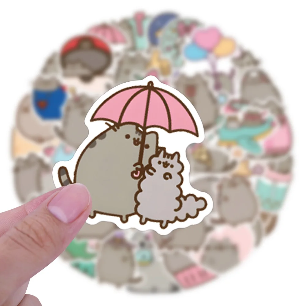 55-110PCS Pusheen Style Cartoon Cat Stickers Waterproof Graffiti Skateboard Notebook Phone Cute Decoration Decals Toys