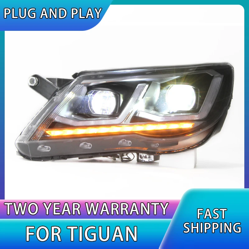 Car Stlying For VW Tiguan 2009-2012 Head lamps LED DRL Headlights Dynamic Turn Signal Head lights Auto Accessories