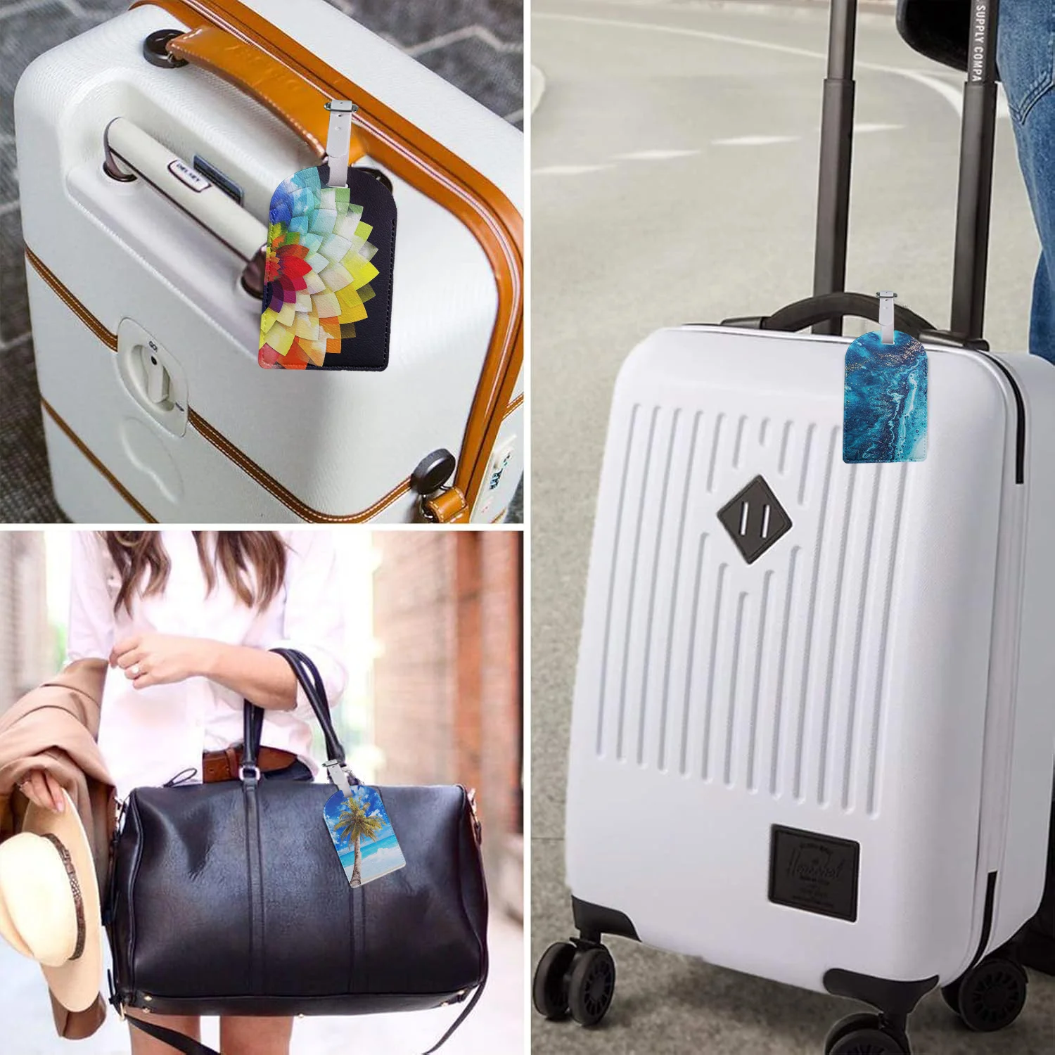 Landscape Flowers Marble Luggage Tags Personalized Airplane Travel Practical Accessories Cruise Travel Suitcase Tag Anti Lost