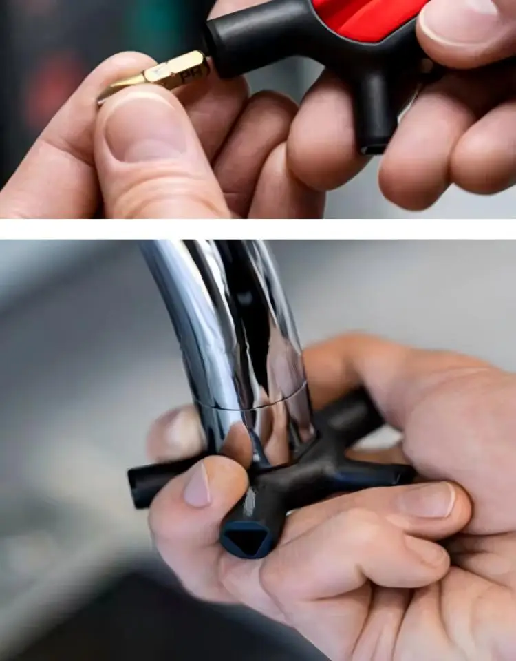 PB Swiss Tools PB 900.V01 9-in-1 Universal Cabinet Pocket Key Tool with Bit Holder 2 C6 Bits & Detachable Key Ring