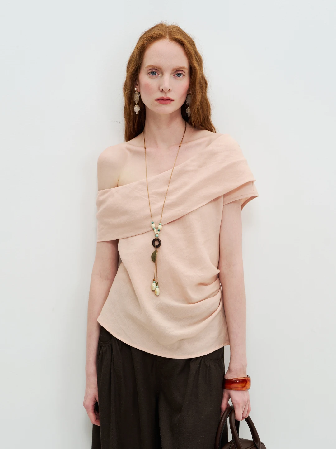 

LIMONN Romantic Lyocell Flax Texture Asymmetrical Pleated 3D Collar Shoulder Sleeveless Vest French Style Loose Fit Women's S...
