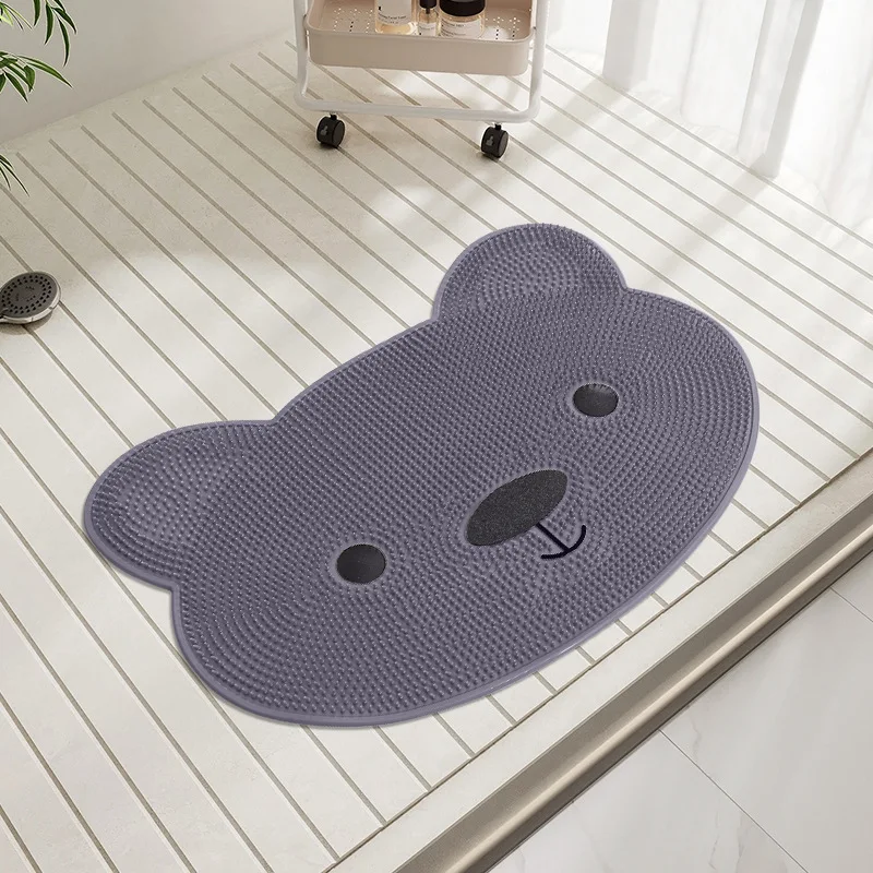 Bathroom Safety Floor Mat Anti Slip Suction Cup Bath Mat Shower Foot Scrubber Massage Pad for Exfoliating - Fish Bear Butterfly