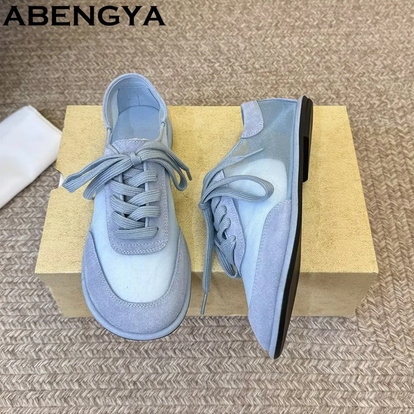 

New Air Mesh Flat Heel Dress Shoes For Women Loafers Lace Up Summer Breathable Flat Casual Women's Shoes 2026