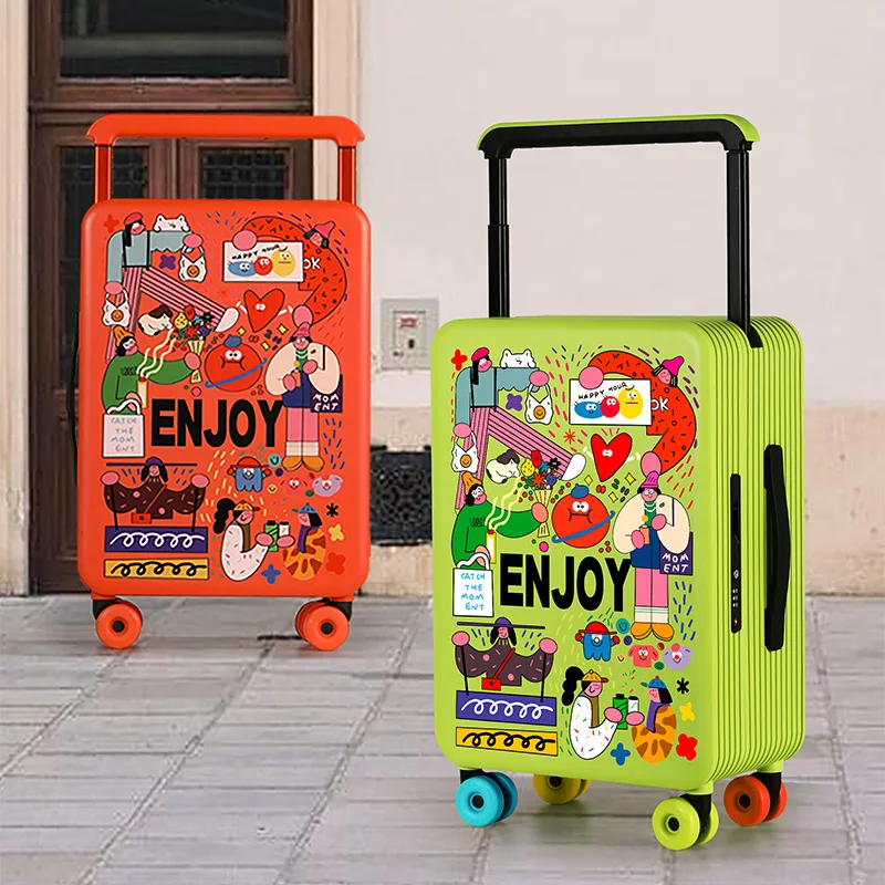 حقيبة KLQDZMS للرجال مقاس 20 بوصة 24 بوصة 26 بوصة صندوق الصعود ABS + حقيبة تروللي بعجلات للطلاب صندوق كلمة المرور حقيبة سفر نسائية