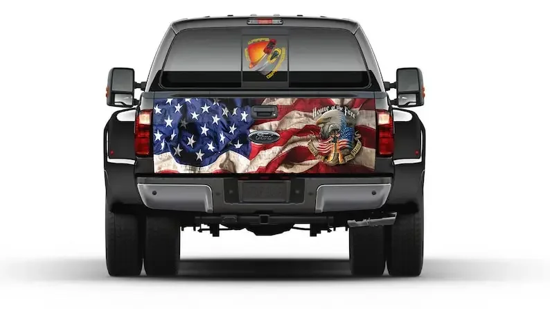

American Flag Veterans Patriotic Tailgate Wrap Vinyl Graphic Decal Sticker Truck