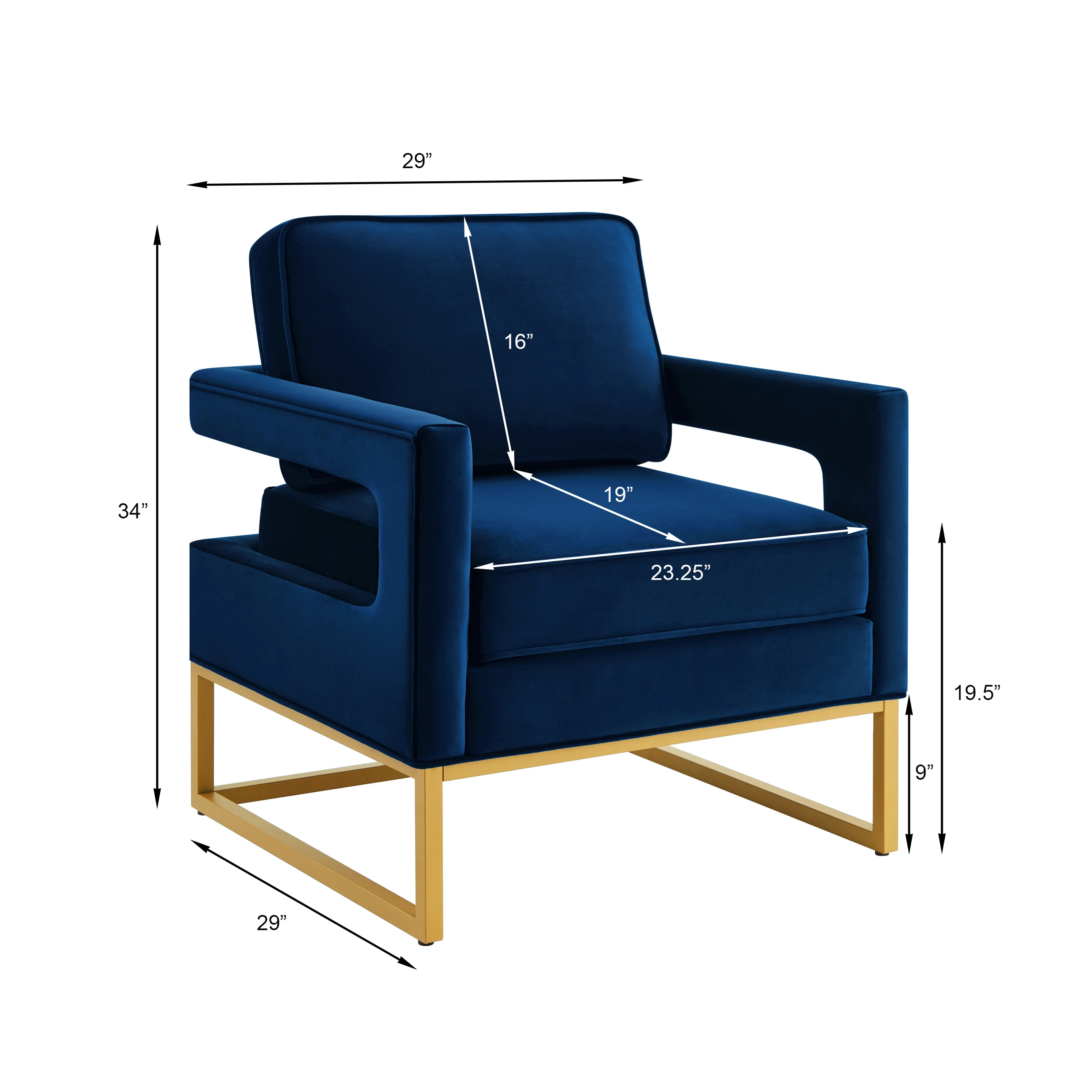 Multifunctional Modern Decorative Chair Gold Metal Base Velvet Upholstered High Density Foam Cushioning Casual Open Armchair image 6