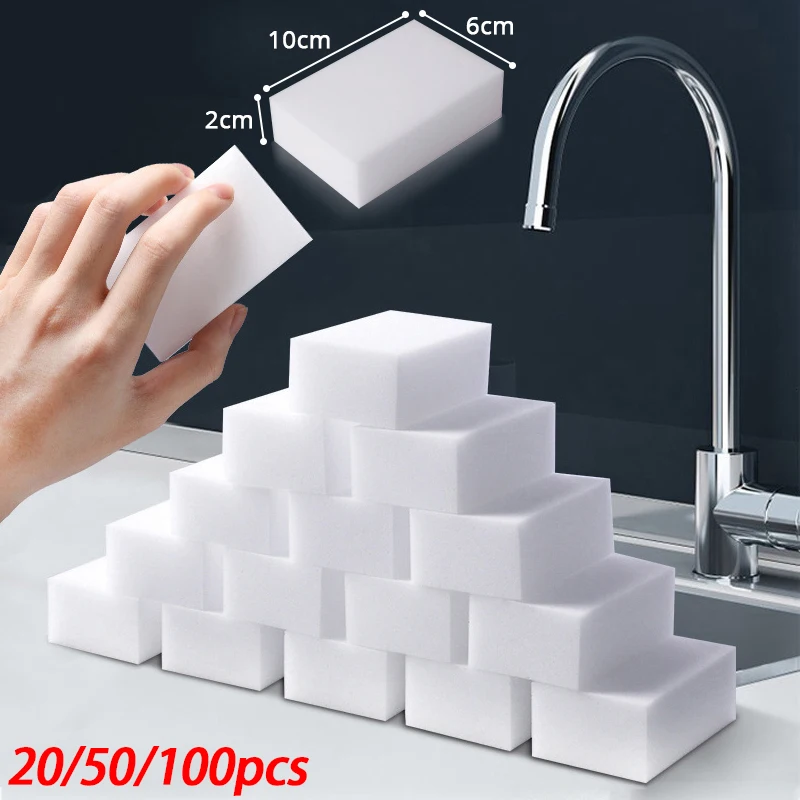 20/50/100 Pack Melamine Sponges Magic Sponge Clean Non-Scratch Sponge Cleaner Cleaning Sponge for Kitchen Bathroom Cleaning Tool