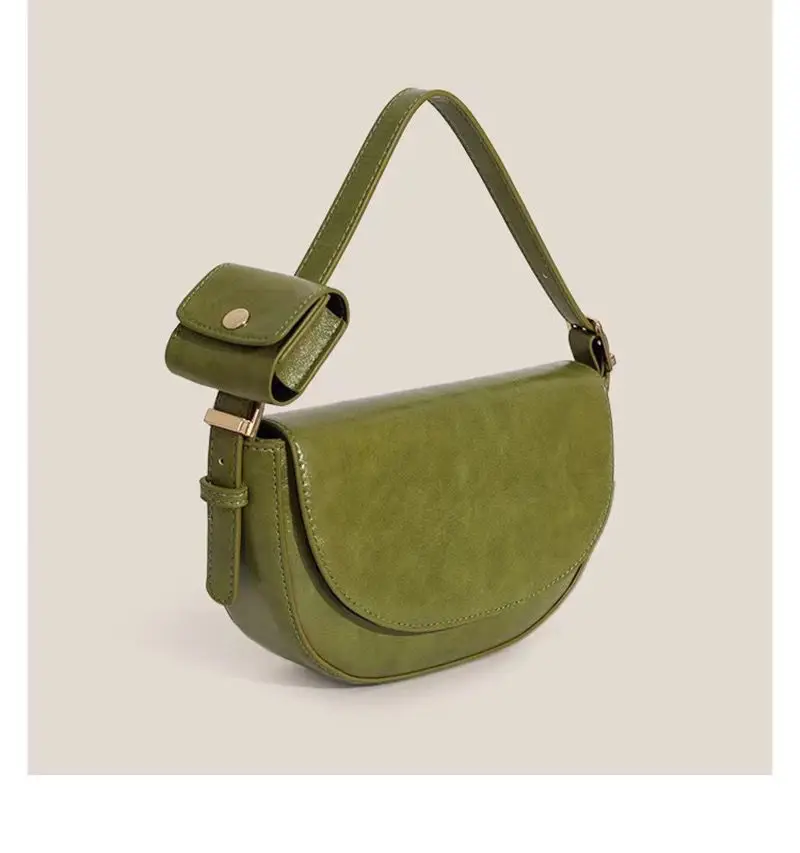 JIAERDI Vintage Green Shoulder Bag Women High Street Leather Casual Saddle Bag Handbag Female Retro Solid Crossbody Bags Ladies