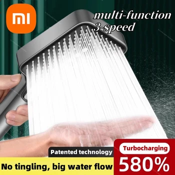 Xiaomi Duschkopf mit großem Panel, 13 cm, 3 Modi, höchdruckverstellbarer Massage-Duschkopf, Filterelement, Badezimmer-Zubehör, Neu