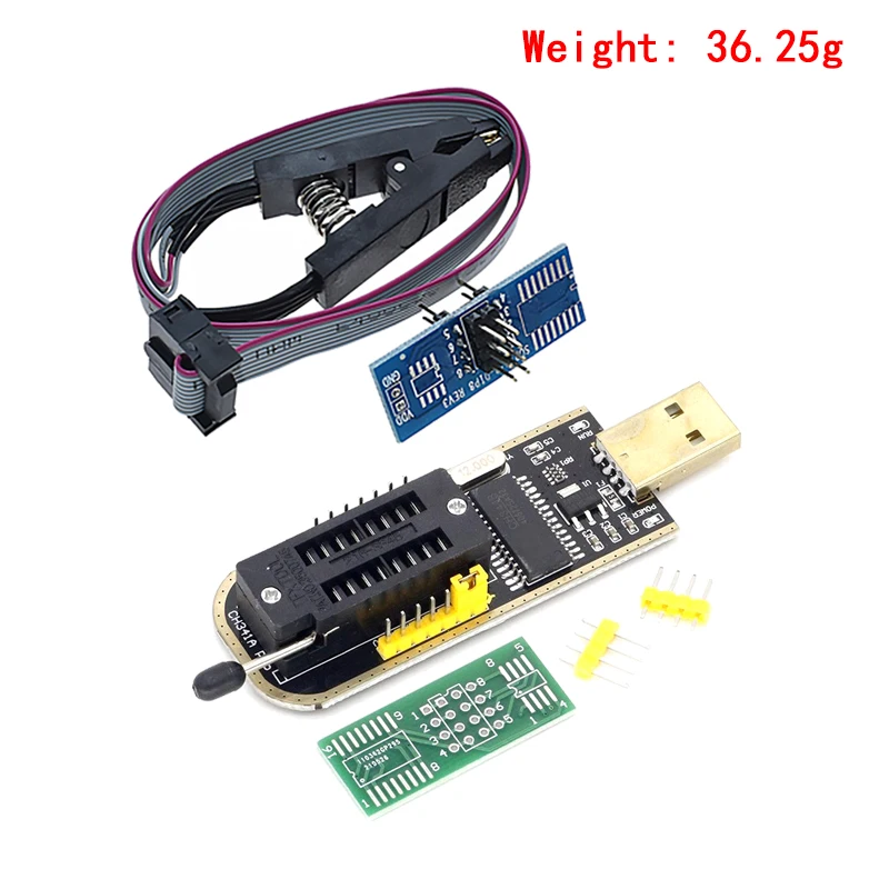 Módulo de PROGRAMADOR USB CH341A XTW100 24 25 Series EEPROM Flash BIOS CH341 + Clip de prueba SOP8 para EEPROM 93CXX / 25CXX / 24CXX
