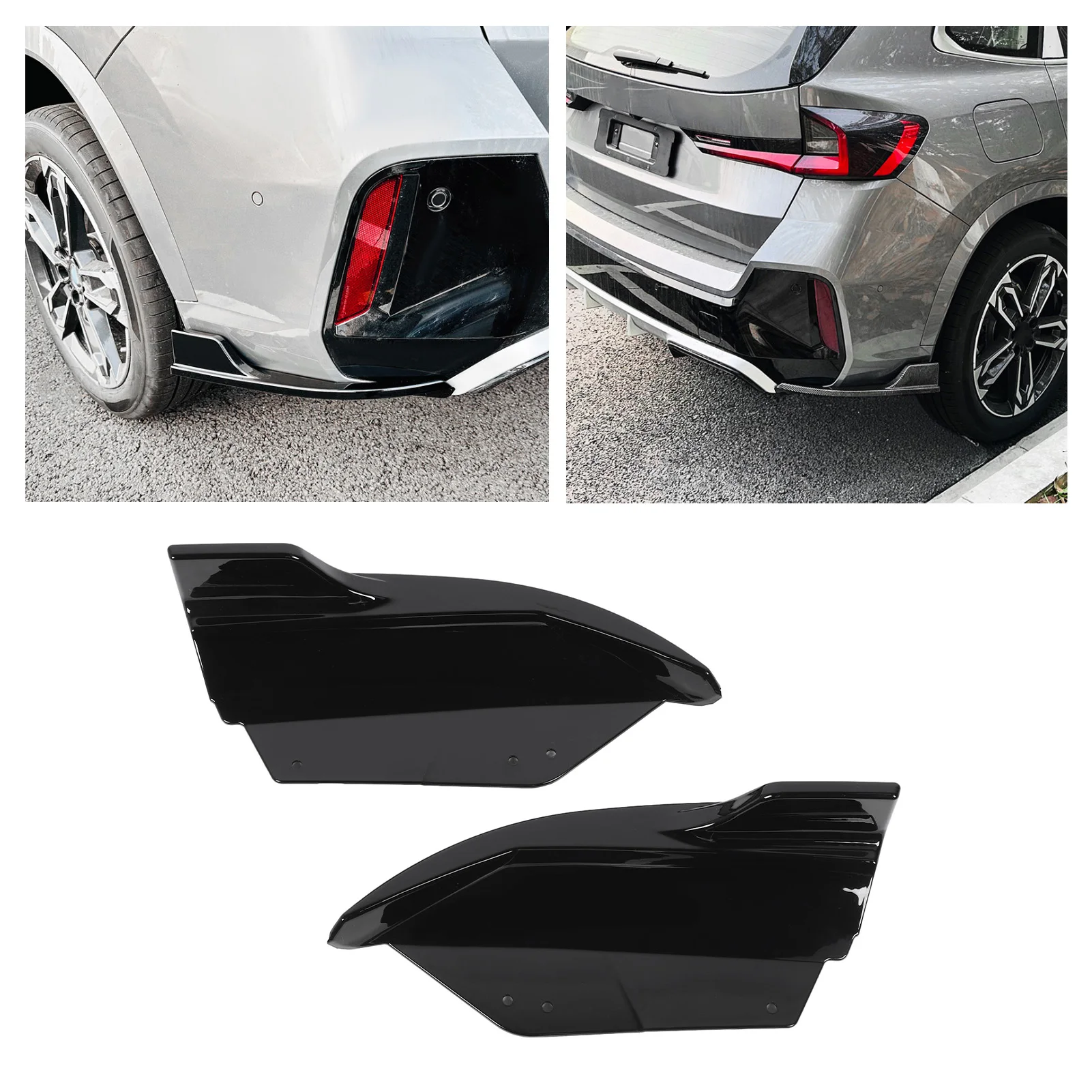 

1 Pair Rear Bumper Side Diffuser–Left Right Sporty Lip Splitter Spoiler, Glossy Black, Compatible&Later, Auto Exterior Accessory