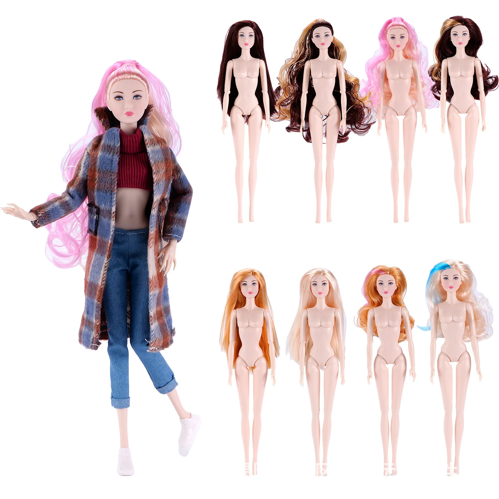 2025 تصميم جديد 30 سنتيمتر موضة عارضة أزياء دمية الجسم 1/6 دمية متعددة نمط تصفيفة الشعر الجلد الأبيض الاطفال DIY بها بنفسك فستان اللعب هدية عيد ميلاد
