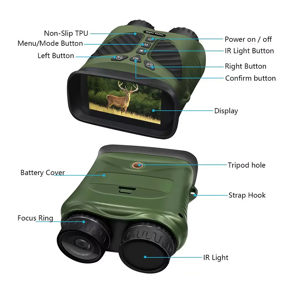 DT39 2,5K Infrarot-Digita-Nachtsicht-Fernglas-Teleskop mit 4-fach optischem 8-fachem Zoom, 300 m Entfernung bei Nacht für Jagdcamping – Detail 14