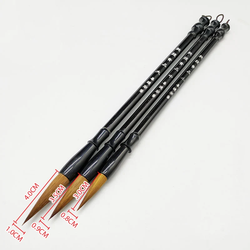 3Pcs Bamboo Writing Brushes Weasel Wool Hair Chinese Traditional Calligraphy Brush Set for Painting Drawing Festival Couplets