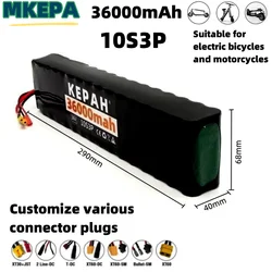 36V 36ah 18650 lithium battery 10s3p 36000mah 1000w 42V electric scooter m365 power battery with battery pack